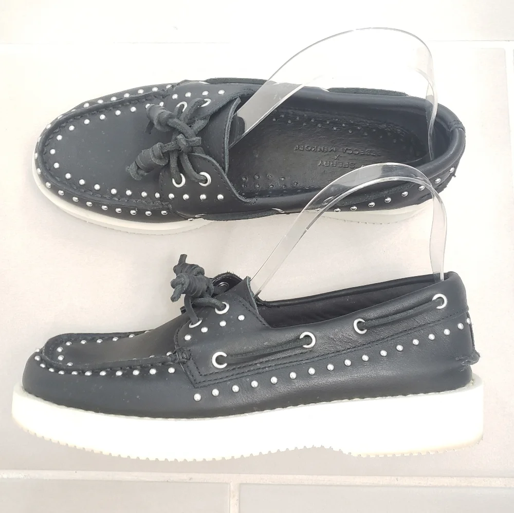 Sperry Rebecca Minkoff Black Studded Loafers Size 9 - Picture 11 of 11